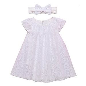 NWT Baby Starters® 2-Piece Lace
Trapeze Dress with Headband in White‎ 9 Months